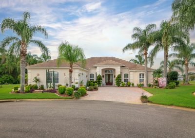 exterior photo of large homes surrounded by palm trees
