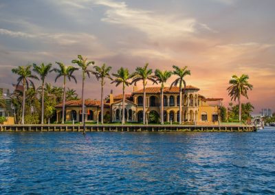 Luxury Florida estate seen from ocean looking toward it
